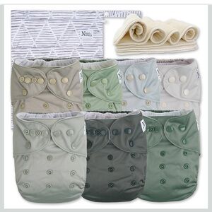 Nora's Nursery Morning Dew Cloth Diapers 7 Pack with 7 Inserts & 1 Wet Bag